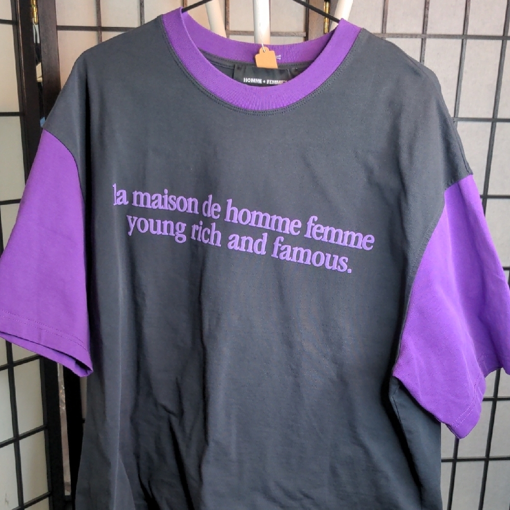 [NWOT] HOMME + FEMME Black and Purple Graphic T-Shirt
